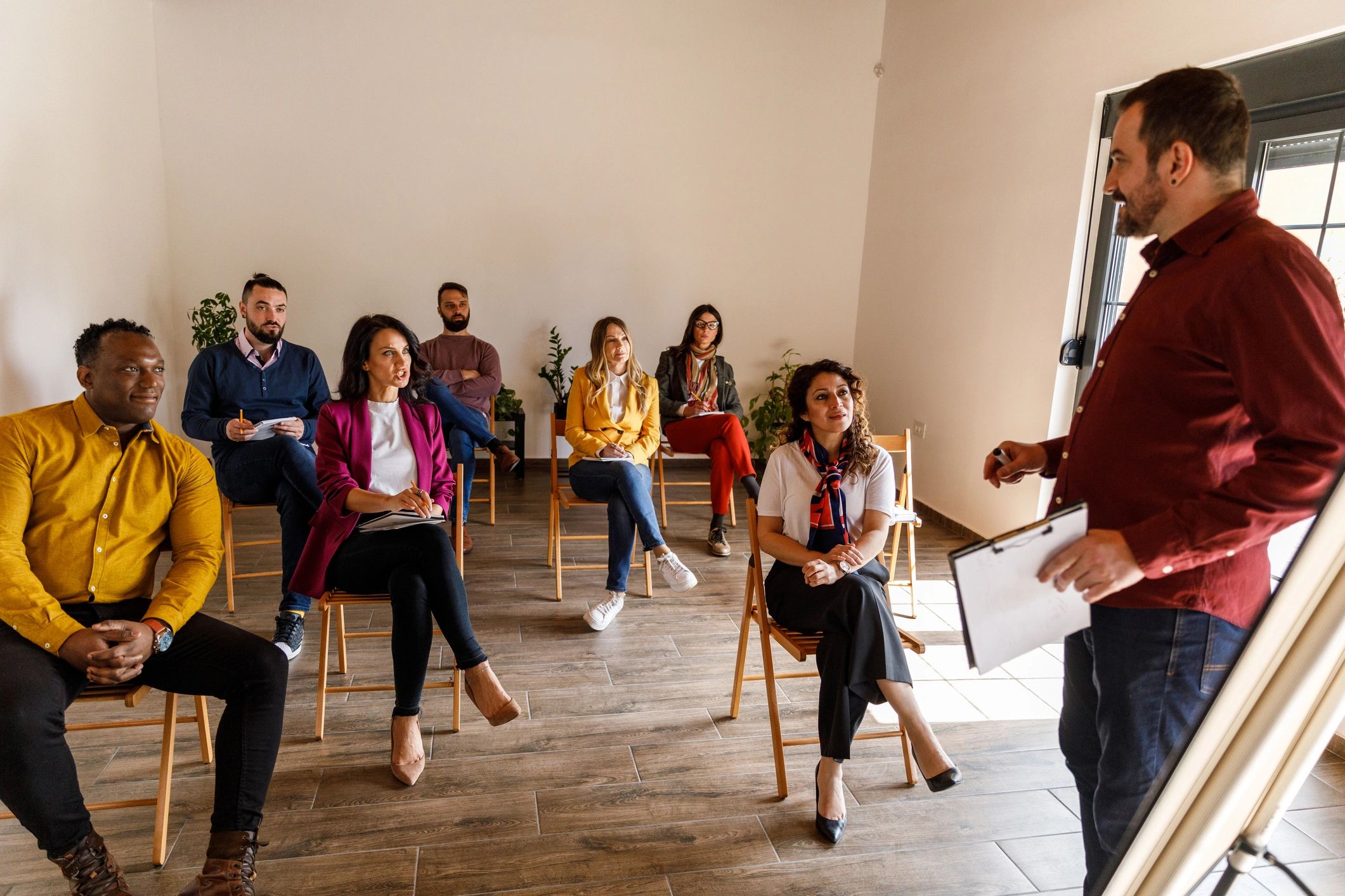Professional training session with presenter and group